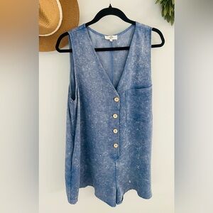 Entro Blue Sleeveless Jumpsuit with Button Detail